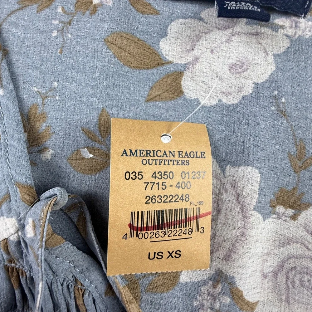 American Eagle Outfitters Floral Smocked Peplum Blouse NWT Boho Indie Flowy XS